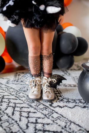 Image of Sheer Slouch Socks with Large + Small Rhinestones