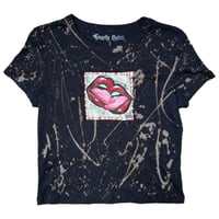 Image 1 of “PIERCED TONGUES” Custom Hand Painted Baby Tee LARGE