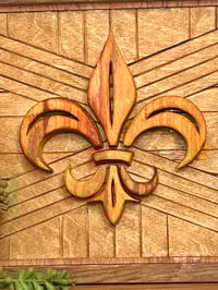 Image 2 of Wooden Fleur-De-Lis Carved Sign 