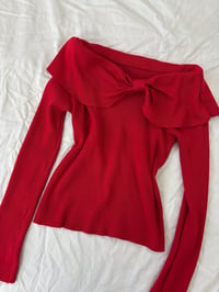 Image 2 of Red bow tie sweater // S