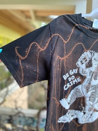 Image 2 of SMALL Be Gay Do Crime Godzilla Bleach Dye Shirt H28