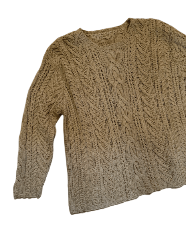 70s handknit silk and wool fisherman sweater or mini dress