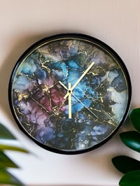 Image 1 of 12” Wall Clock Epoxy Resin Art 'The 555'