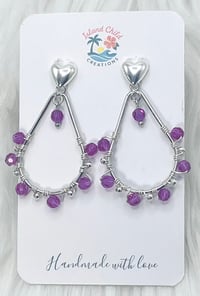 Image 3 of LILAC CRYSTAL BEADED DANGLES