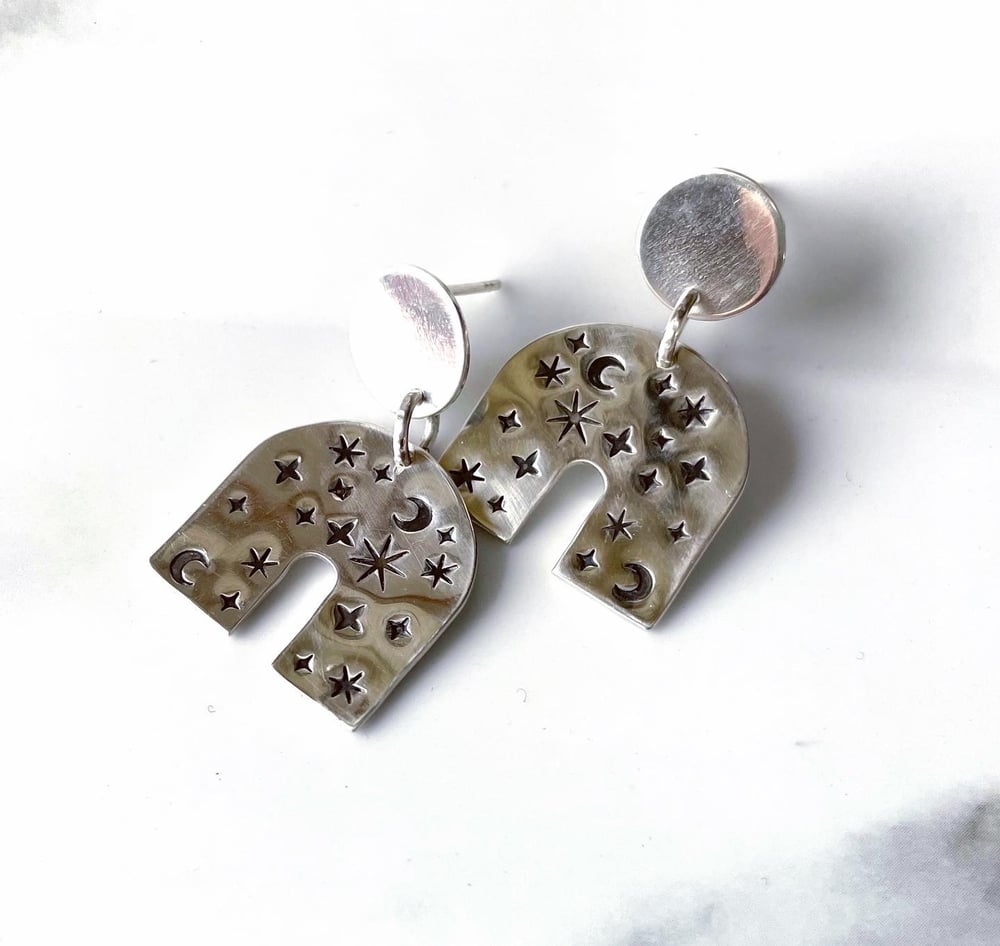 Handmade Sterling Silver Celestial Arch Earrings 925