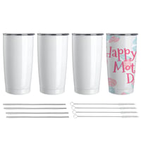 Image 9 of 20 oz Sublimation Blank Tumblers Insulated Cup Stainless Steel Vacuum Flasks with Lid and Straw Ther