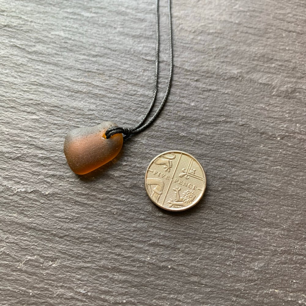 Image of orange brown sea glass necklace 
