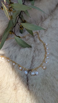 Image 2 of Paperclip Chain & Freshwater Pearls 14K GP