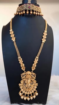 Image 1 of Brinda_Combo Choker Plus Ranihar Style Radha-Krishna Temple Jewelry 