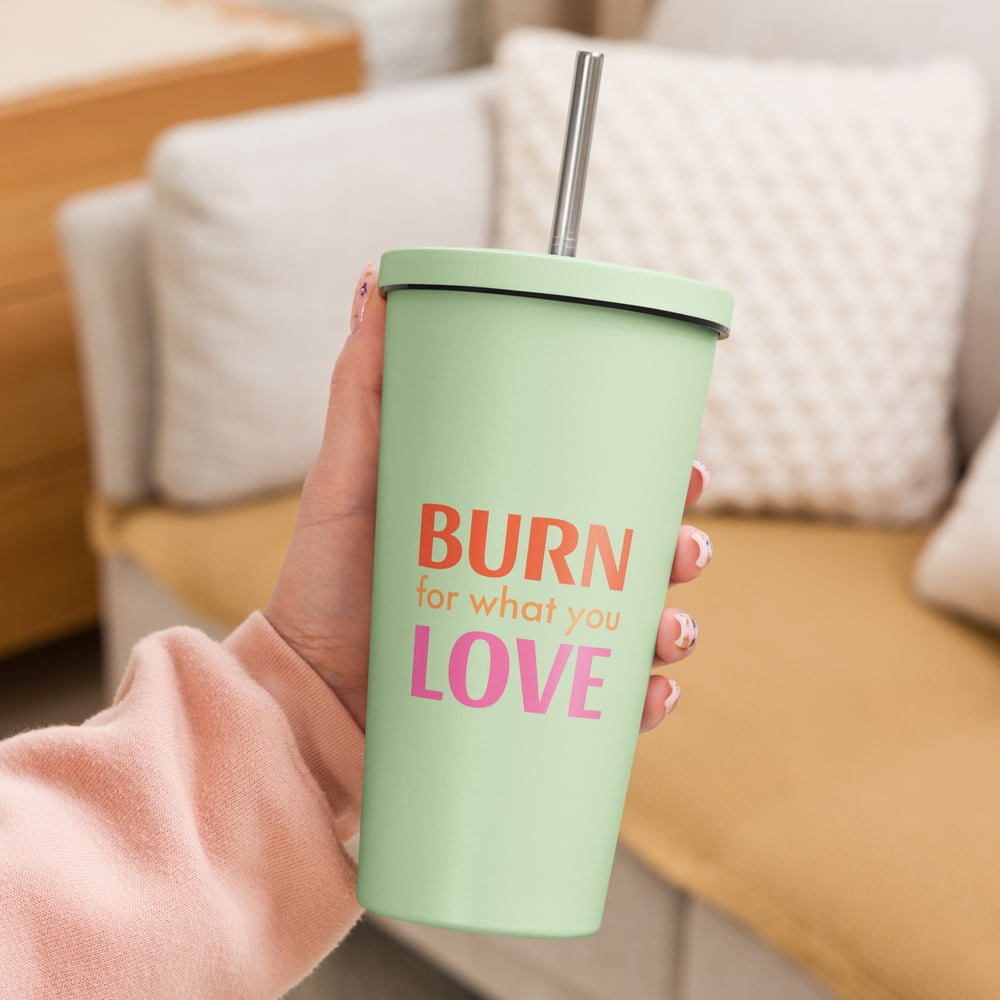 Image of Insulated quote tumbler with a straw