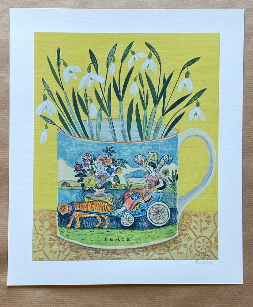Image of Peace cup and Snowdrops print 