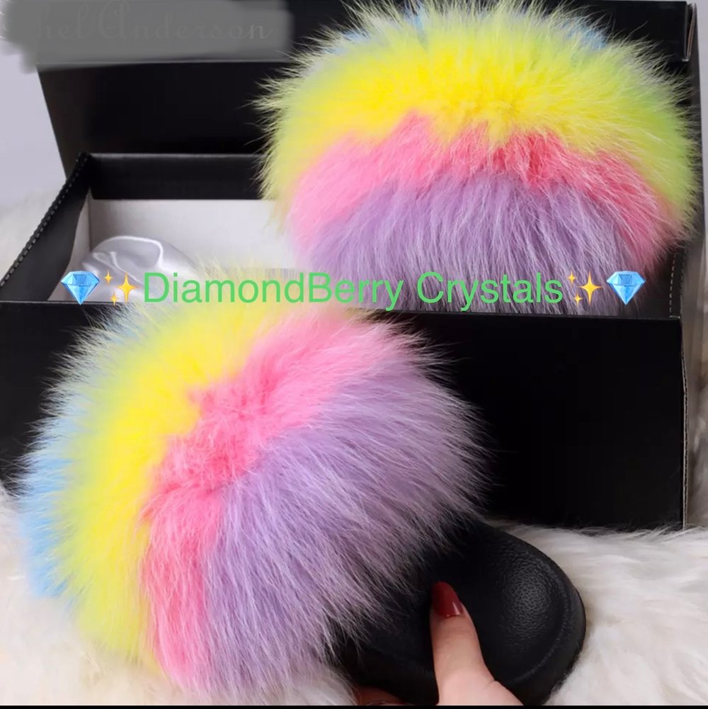 Image of Real Fox Fur Slides