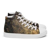 Image 5 of Black and Gold Tattered Textured Look Goth Women’s high top canvas shoes