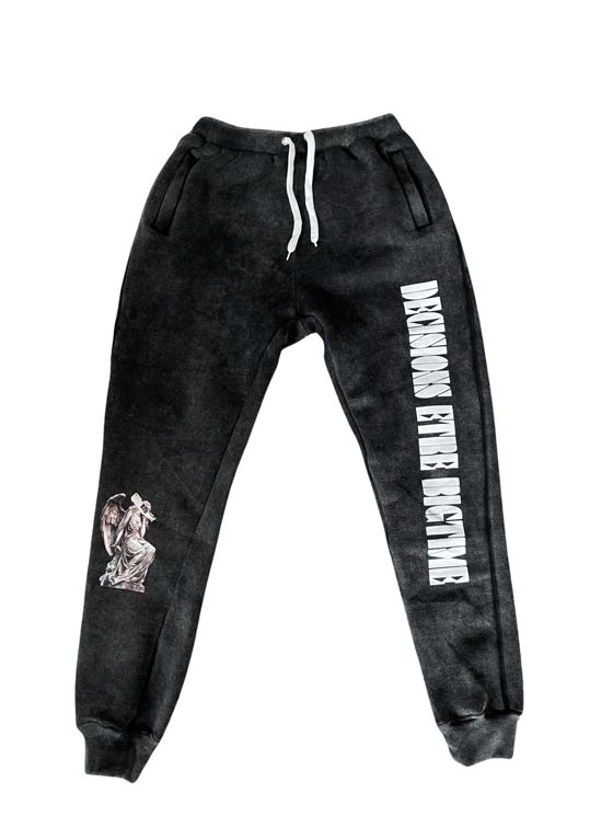 Image of Decisions etre Bigtime acid wash black joggers