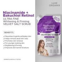 Image 2 of LUXE ORGANIX NIACINAMIDE + BAKUCHIOL RETINOL VELVET SALT SCRUB 300G