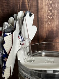 Image 4 of 4th of July Memorial Day Patrotic Red, White and Blue Tumbler Straw Topper Bow