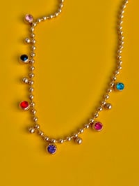 Image 2 of COLOUR GEM BALL CHAIN NECKLACE 