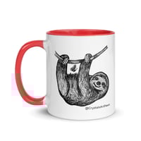 Image 9 of Hanging Around Sloth Ceramic Coffee Mug Line Art by CrystalsArtPaws