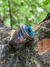 Image 1 of turquoise/ engraved ring #1