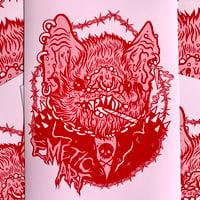 Image 2 of Bat Pack Pink And Red Print