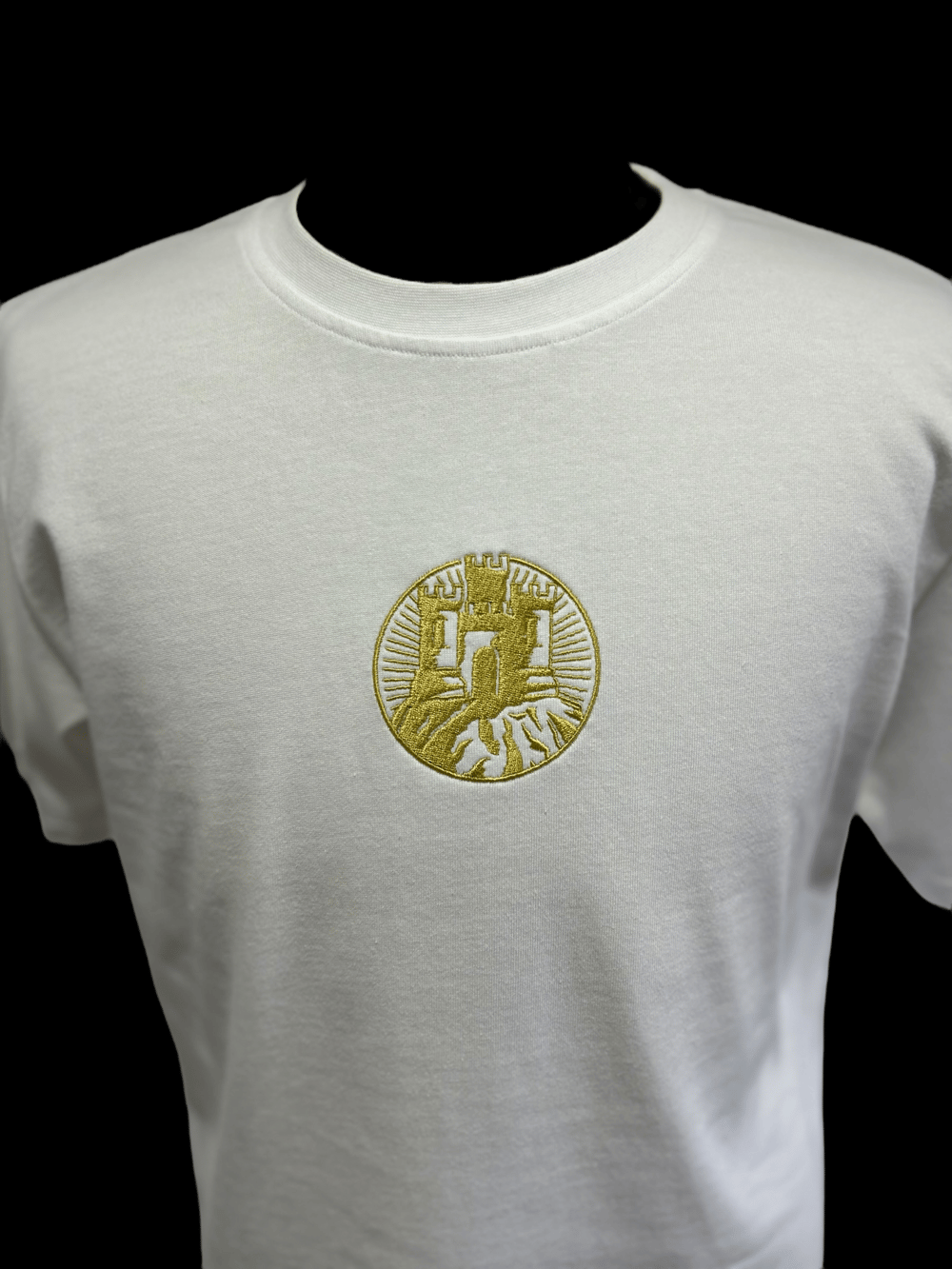 White / Gold Castle Embroidered T-shirt