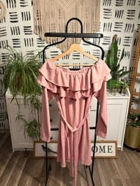 Image 1 of Mauve long sleeve off shoulder dress