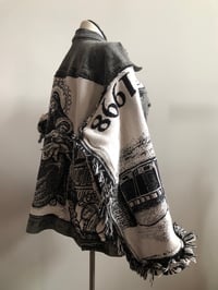 Image 7 of Upcycled “Saints” denim tapestry jacket