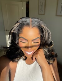 Image 1 of 14 inch 'M' shaped LAGOS HAIRLINE 5x5 HD LACE CLOSURE WIG with BLONDE HIGHLIGHTS