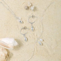 Silver Whelk Shell & Freshwater Pearl Set