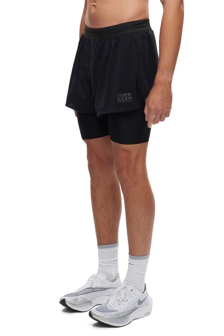 Image of OVER OVER 2 LAYER SHORT BLACK PERFORATED