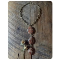 Image 2 of Solid Brass and Graduated Galactic Jasper Necklace 