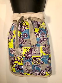 Image 1 of Happy Host Apron | Vintage Couture | Aqua Chartreuse Mod Check Print Cotton. European Linen Ties