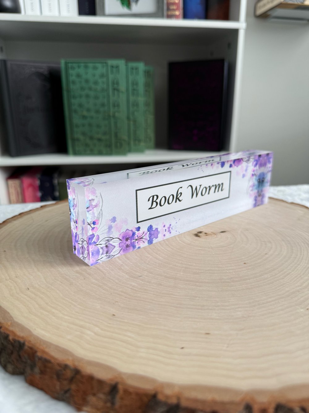 Image of Book Worm/ Book Dragon Library Shelf Sign