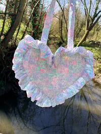 Image 1 of Pastel Floral Satin Heart Bag 🩵💕