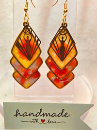 Image 1 of Handcrafted Resin Sun Goddess Earrings 