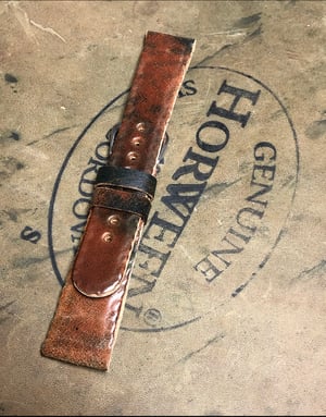 Image of Marble black Ltd Ed Horween Shell Cordovan Secret Stitching Watch Strap