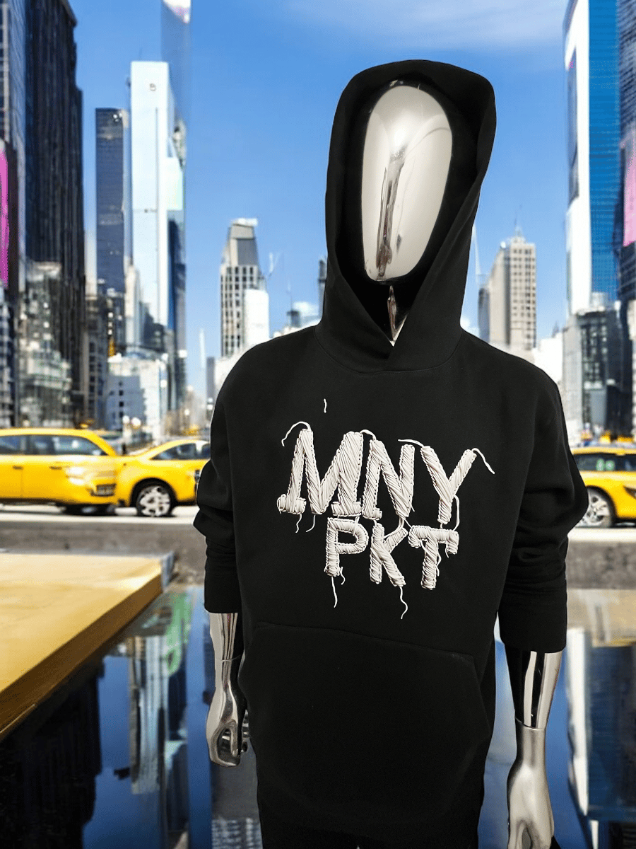 “RAW STITCH” HOODIE// BLACK