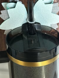 Image 5 of Black and Teal Tumbler Straw Topper Bow | Glitter Cup Accessory 