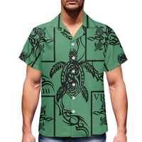 Image 1 of Men's Pique Honu Print Collard Shirt