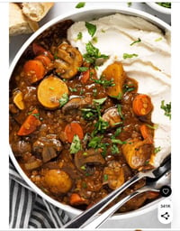 Lentil Mushroom veggie stew soup/ side cauliflower 