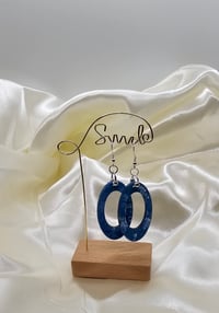 Image 1 of Hand-painted Blue Skies Mosiac Wooden Earrings