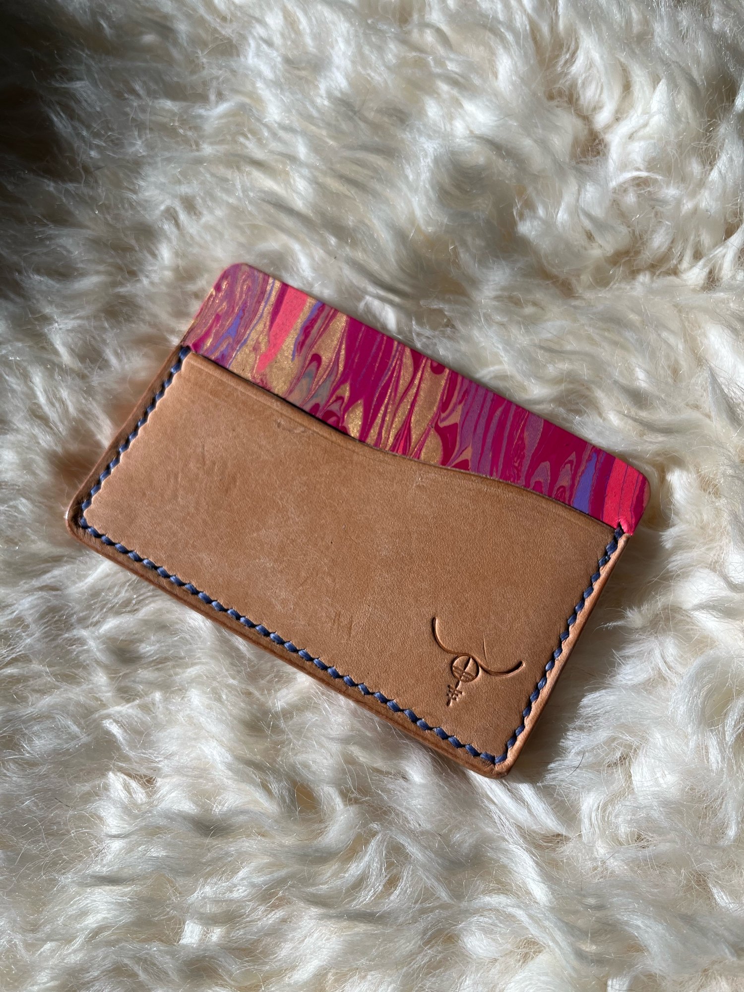 Image of Natural Pueblo/Pink Marbled Horizontal Cardholder 