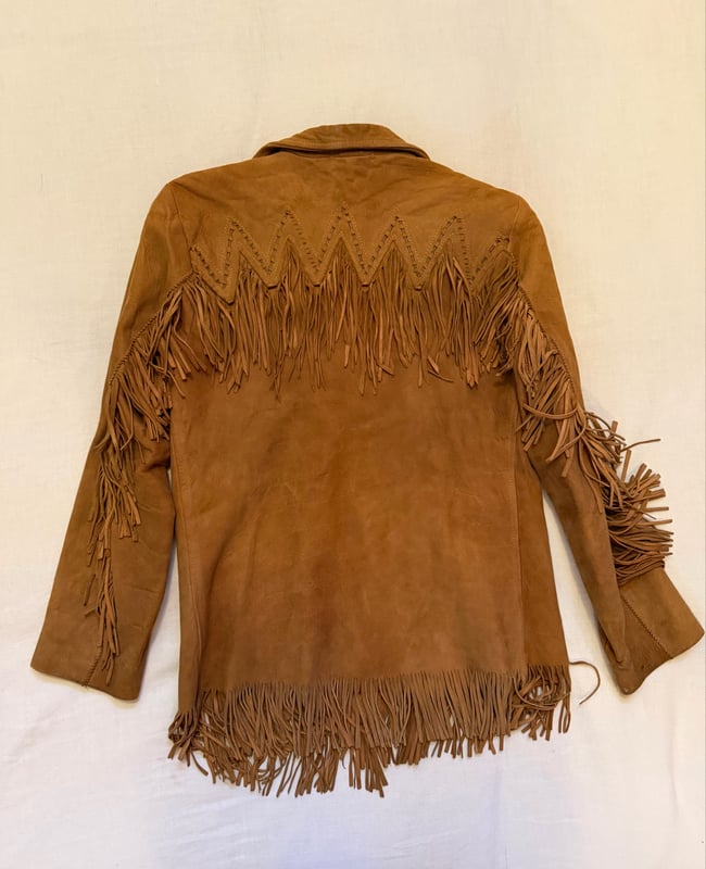 late 60s early 70s buttery leather fringe jacket with whipstitching 