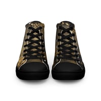 Image 10 of Black and Gold Tattered Textured Look Goth Women’s high top canvas shoes