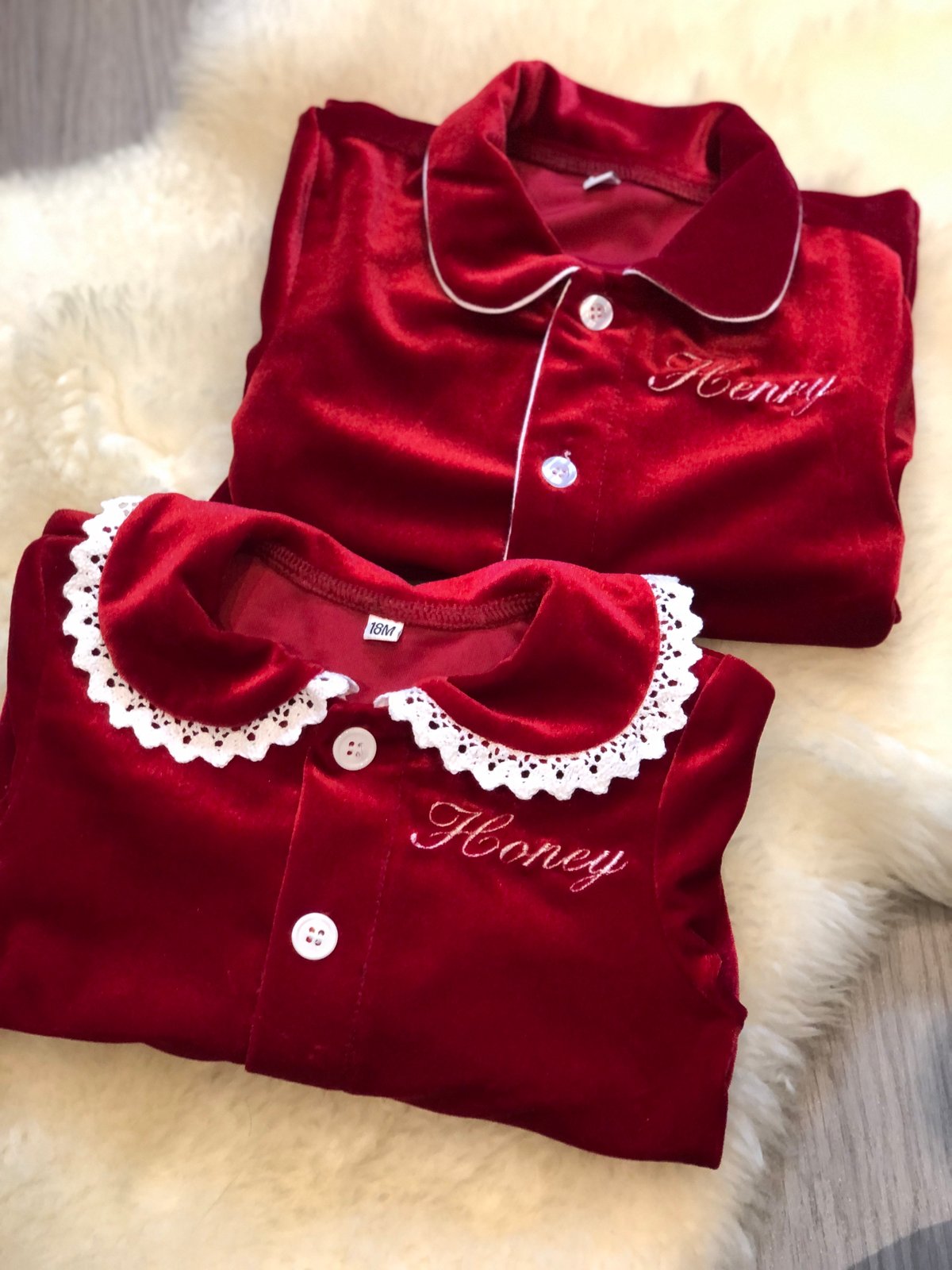 Red personalised online pyjamas