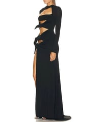 Image 5 of Paris Bow High Slit Maxi Dress