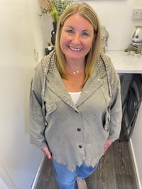Image 1 of Canvas Broaderie Anglaise Hooded Jacket