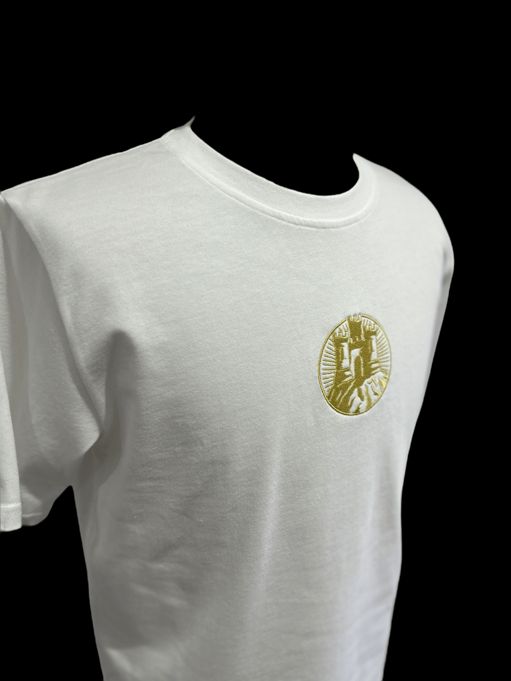 White / Gold Castle Embroidered T-shirt