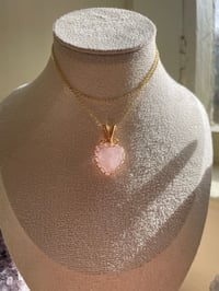 Image 4 of Gold Rose Quartz  Heart Crystal Necklace