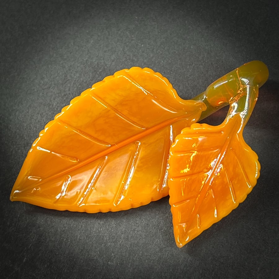 Image of Orange Sunburst Double Leaf Pendant